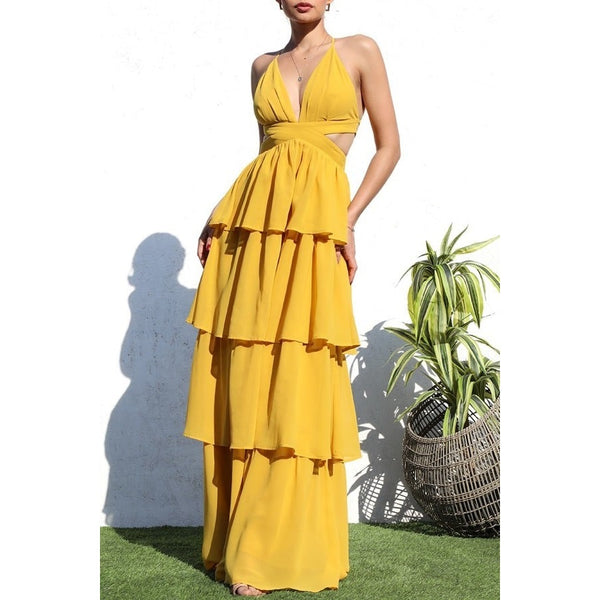 Cut Out Woven Maxi Dress