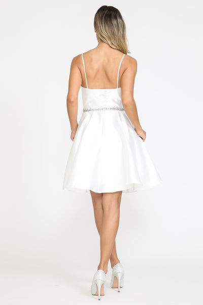 White Spagetti Strap Cocktail/Homecoming Dress