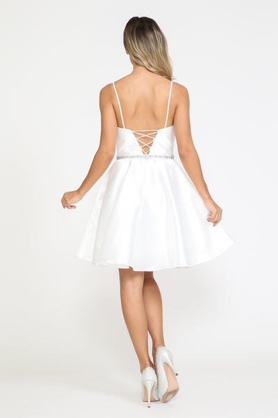 White Spagetti Strap Cocktail/Homecoming Dress