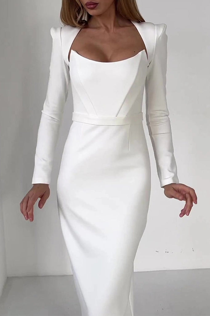Backless Square Collar Evening Dress