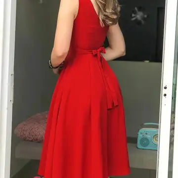 Cute Classic Bow-Detail Sleeveless Midi Dress