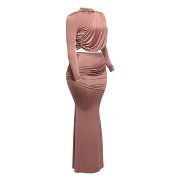 Shirring Top & Long Skirt Set