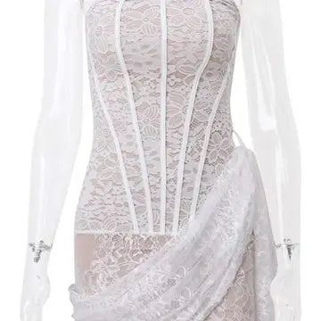 Lace Corset Draped Mini Dress