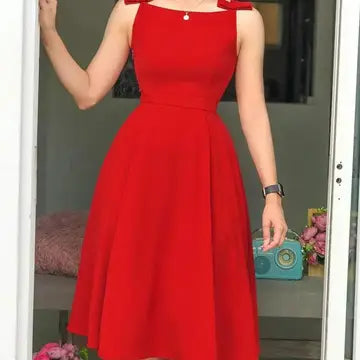 Cute Classic Bow-Detail Sleeveless Midi Dress