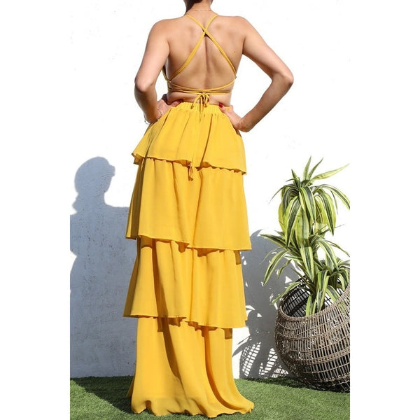 Cut Out Woven Maxi Dress