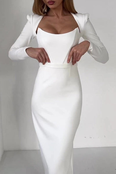 Backless Square Collar Evening Dress