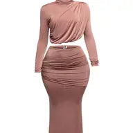 Shirring Top & Long Skirt Set